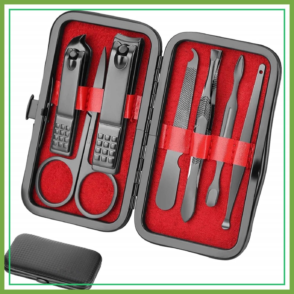 Mens Grooming Kit Case - Professional Manicure Pedicure Kit with Travel