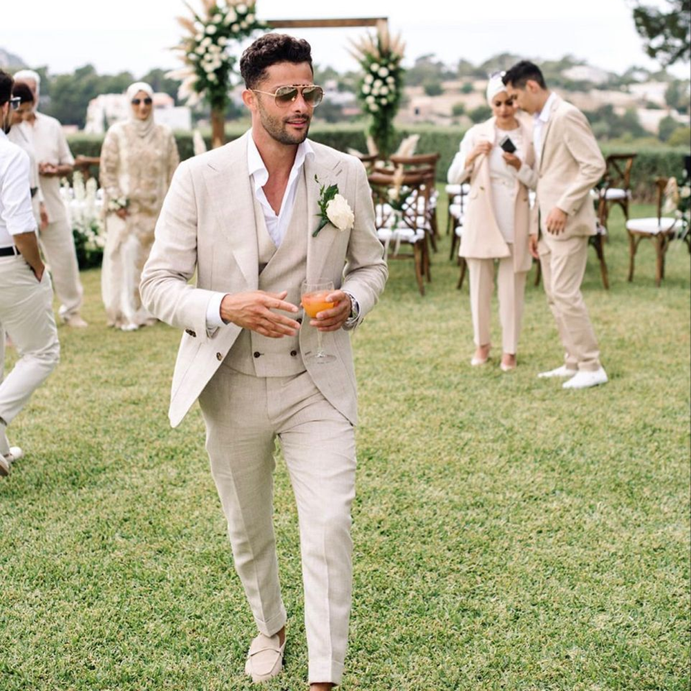Men'S Grooming Daily - Summer Linen Men Suits 3 Piece