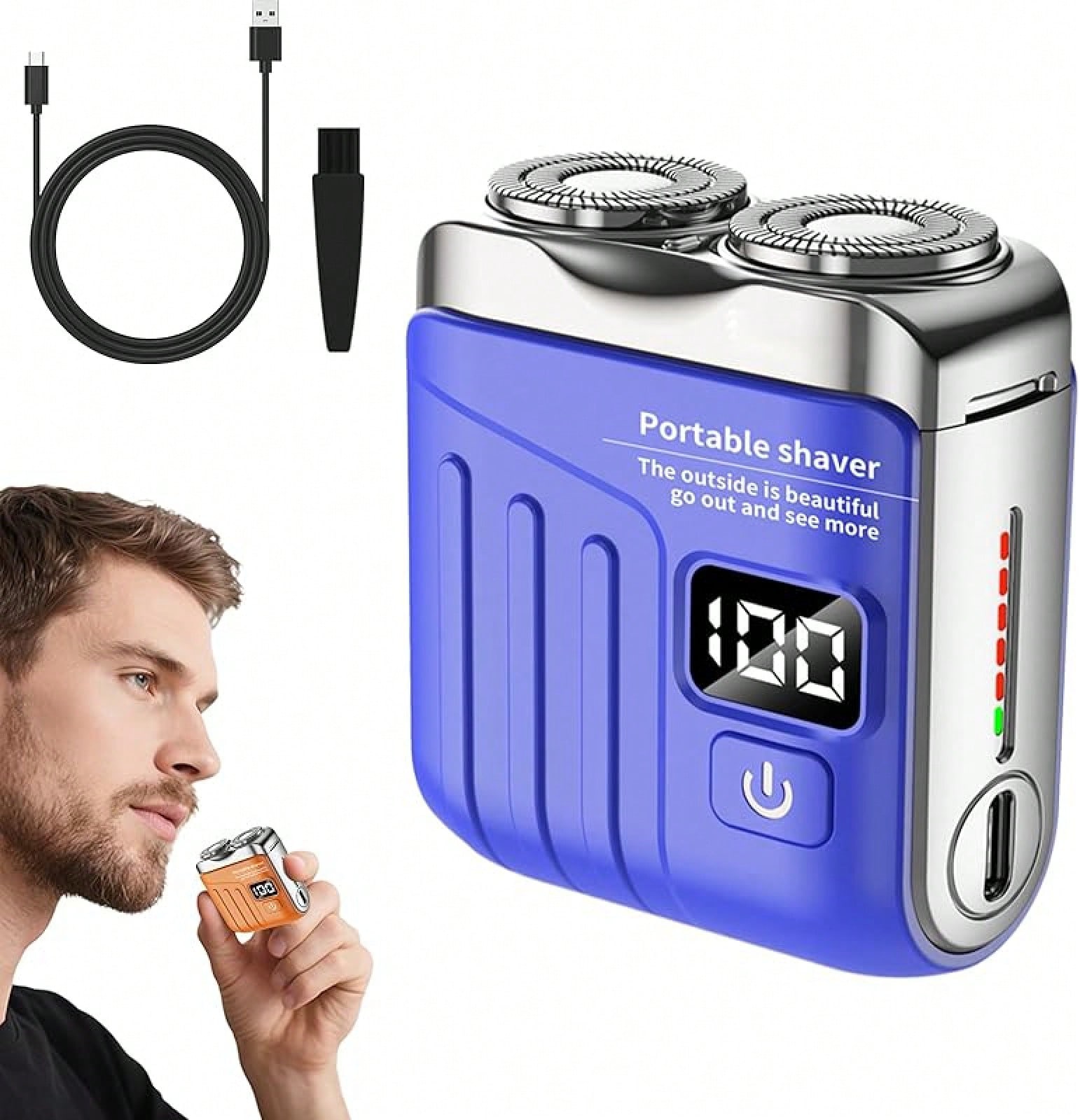 Men Grooming Full Body - 2026 Upgraded Orange Dual-Rotary Electric Shaver,