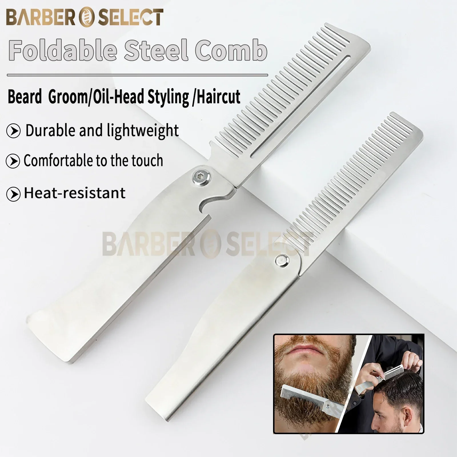 Men'S Grooming Salon - NEW Folding Stainless Steel Comb Men