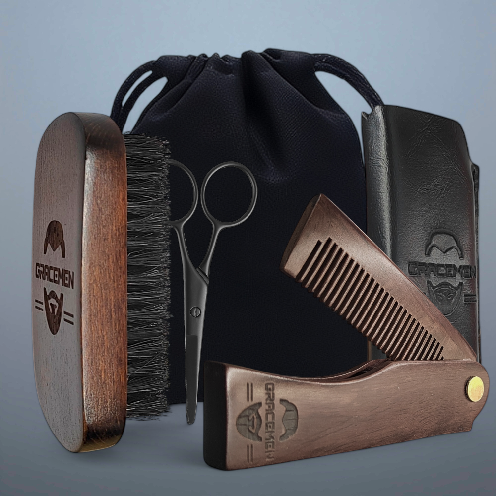 Mens Grooming Kit Case - Gracemen Beard Kit - Retro Beard