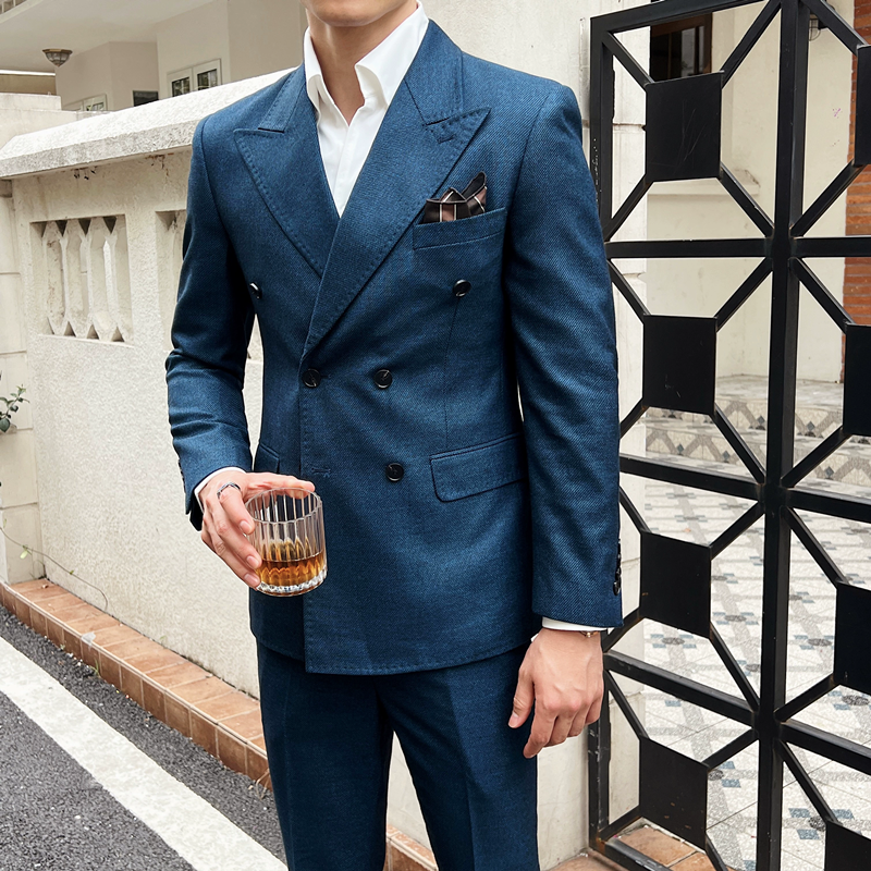 Mens Grooming Kit Luxury - Men Vintage Luxury Double Breasted Slim
