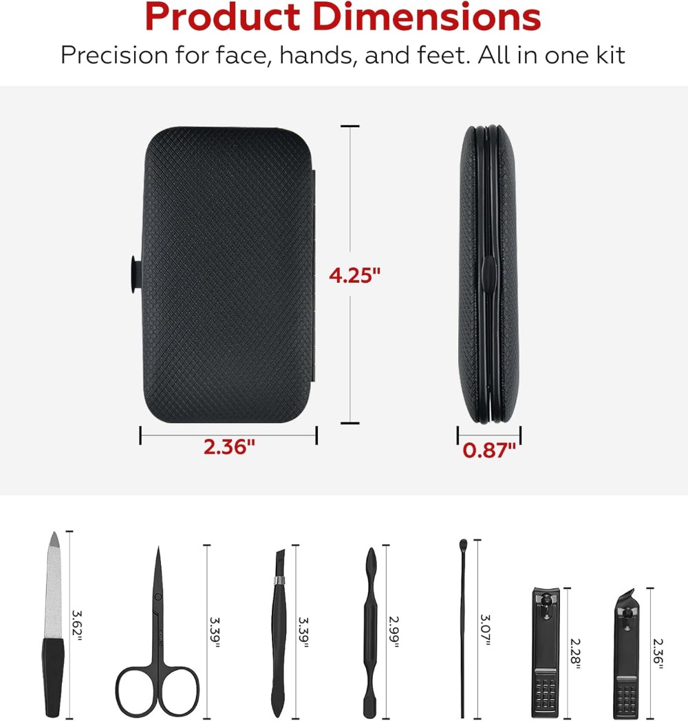 7-in-1 Manicure Set, Nail Clip - Mens Grooming Kit Case reseña y precio