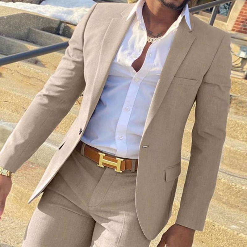 2 Pieces Beige Suit for Men Sl - Men'S Grooming Daily reseña y precio