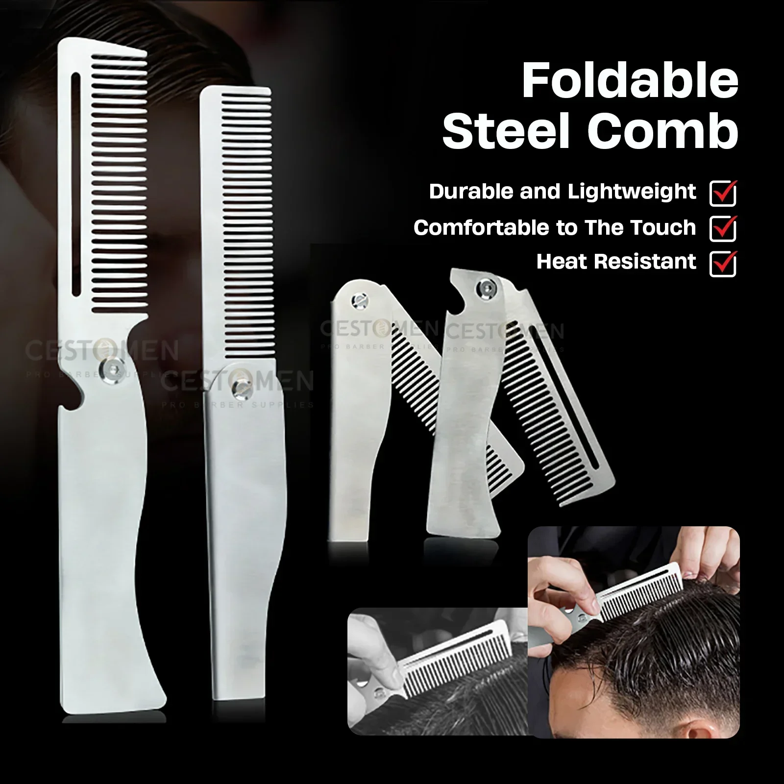 NEW Folding Stainless Steel Co - Men'S Grooming Salon reseña y precio