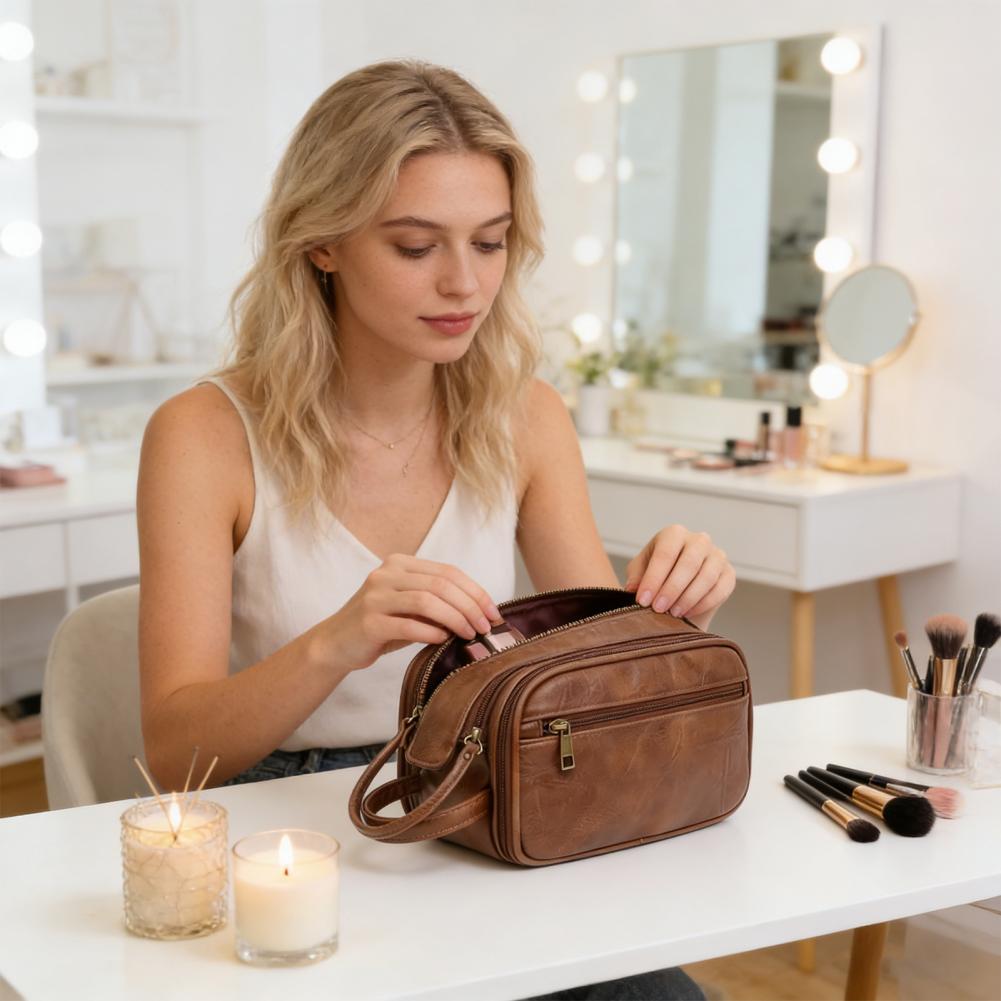 Travel Makeup Bag Faux Leather - Men'S Grooming Bag reseña y precio