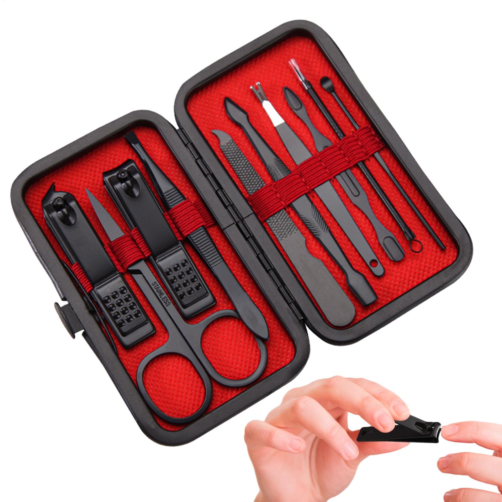 10PCS Stainless Steel Nail Tri - Mens Grooming Kit Case reseña y precio
