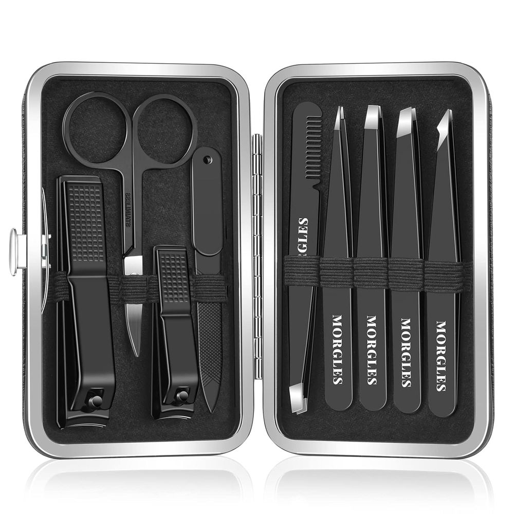 9-Piece Stainless Steel Groomi - Mens Grooming Kit Case reseña y precio