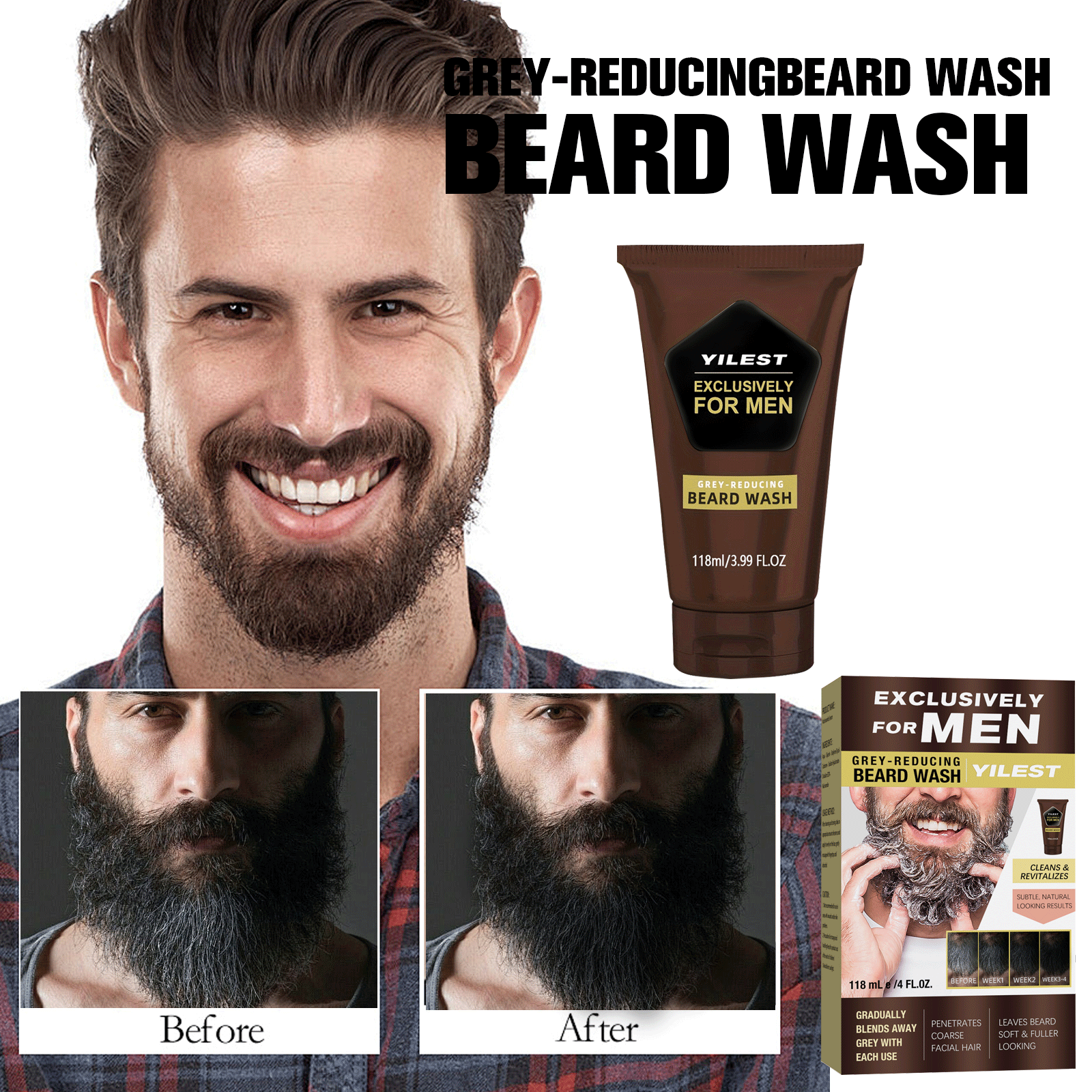 1-3pcs Men's Beard Black Dye D - Face Wash Mens reseña y precio