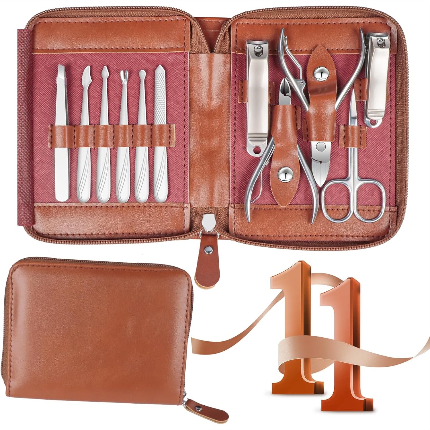 11 in 1 Stainless Steel Manicu - Mens Grooming Kit Case reseña y precio