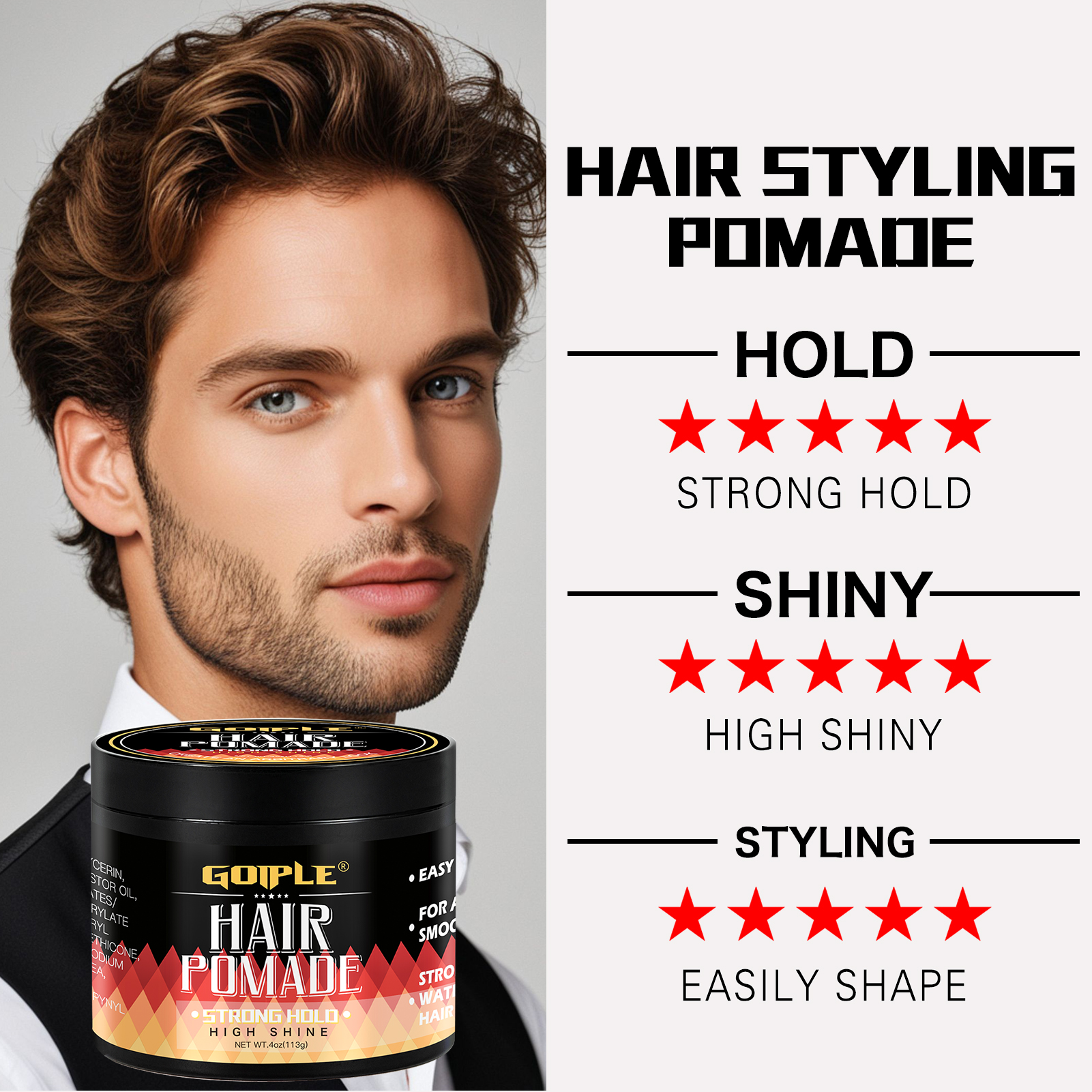 GOIPLE 113g Men Hair Pomade Hi - Men'S Grooming Gel reseña y precio